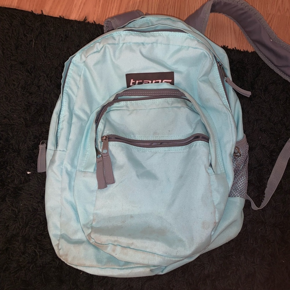 light blue jansport backpack